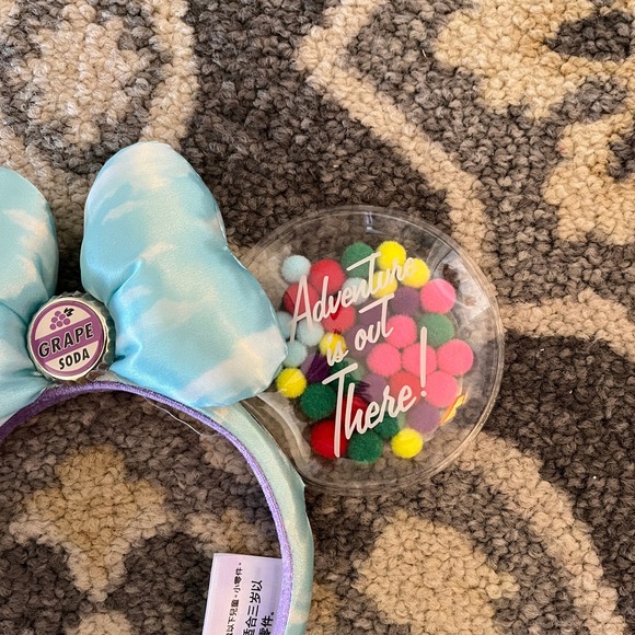 Disney Pixar Up Minnie Mouse Ears Headband Blue Cloud Grape Soda Pom Pom House - Picture 2 of 6